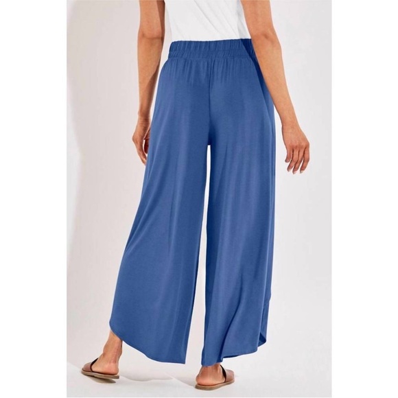 Coolibar Wide Leg Blue Soft Pants Overlap UPF 50+ Sun Protection Lynsu XL - Picture 2 of 11